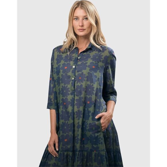 Alembika Bluebell Cotton Voile Trapeze Dress Floral Lagenlook size 14 - 16 $320 - Picture 8 of 12